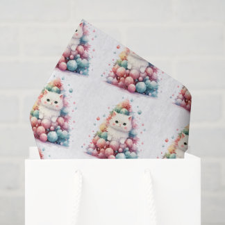Papel De Seda Crie Sua Própria Árvore de Natal Colorida Gato Bra
