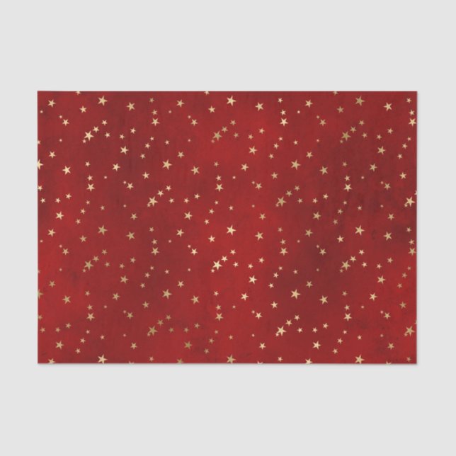 Papel De Seda Crimson Nightfall Gold Star Illustration (Frente )