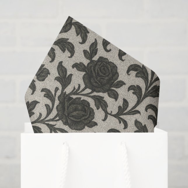 Papel De Seda Crimson Nocturne Bloom Victorian (Sacola de presentes)