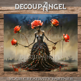 Papel De Seda Crimson Roses Rising Decoupage