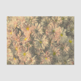 Papel De Seda Crisântemo Rosa Preto E Branco Floral Vintage