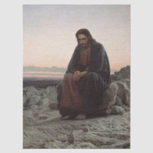 Papel De Seda Cristo no Deserto por Ivan Kramskoy