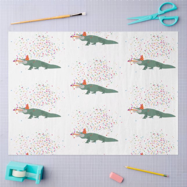 Papel De Seda Crocodilo de Alligador - Animais com Festa (Arte )