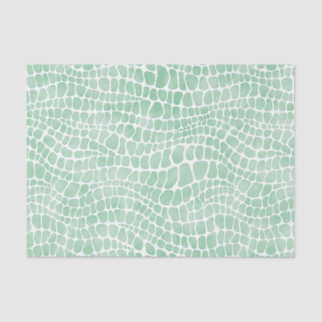 Papel De Seda Crocodilo de Aquarela Verde (Frente )