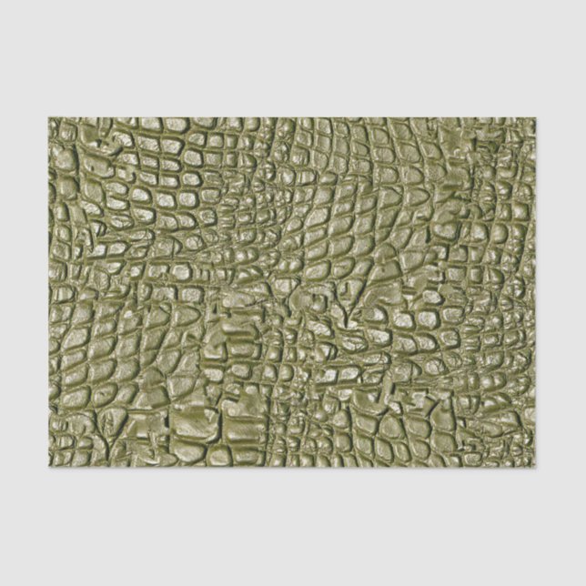 Papel De Seda Crocodilo Impressão Dourado Verde (Frente )