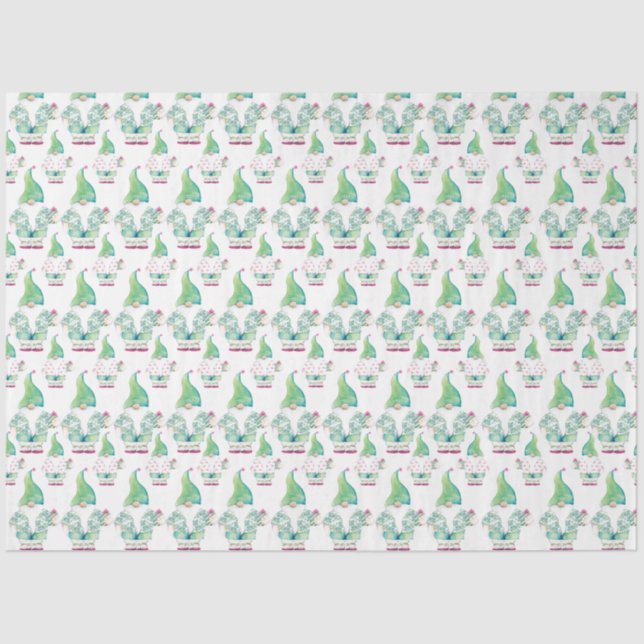 Papel De Seda Cropical Gnome Cute Pattern Watercolor (Frente )