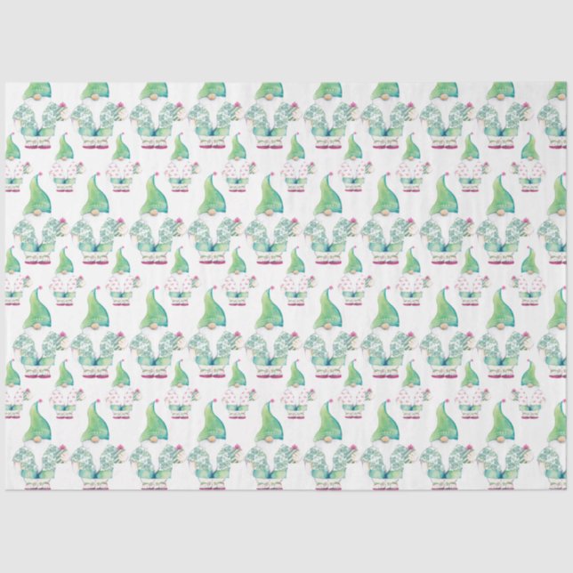Papel De Seda Cropical Gnome Cute Pattern Watercolor (Frente )