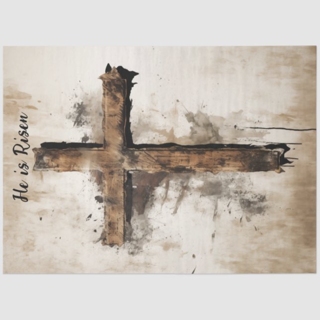 Papel De Seda Crucificação Cruzada Rústica com Páscoa de Dissoci (Frente )