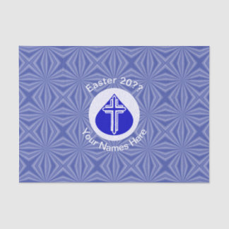 Papel De Seda Cruz branca na Páscoa do brinco azul personalizada