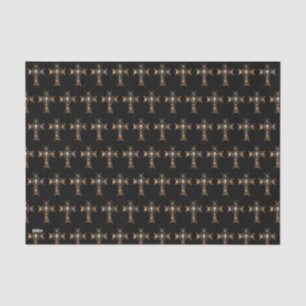 Papel De Seda Cruz Céltica e Crânio (Dourado)