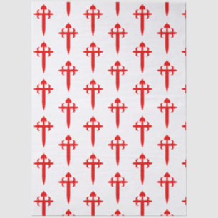Papel De Seda Cruz de Santiago A Emblema Vermelha em Forma de Es