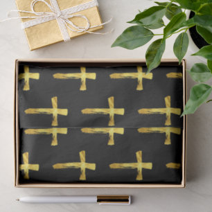 Papel De Seda Cruz Dourado da escova - crucifixo religioso