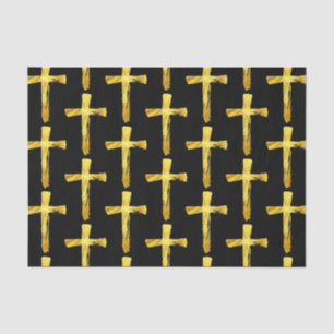 Papel De Seda Cruz Dourado da escova - crucifixo religioso