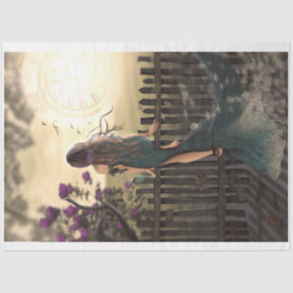 Papel De Seda Cruzando, Retrato Floral Relógio de Cercado de Pás