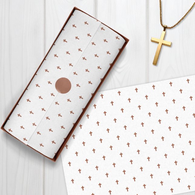 Papel De Seda Cruzes - Castanho (Crosses - Brown Tissue Paper)