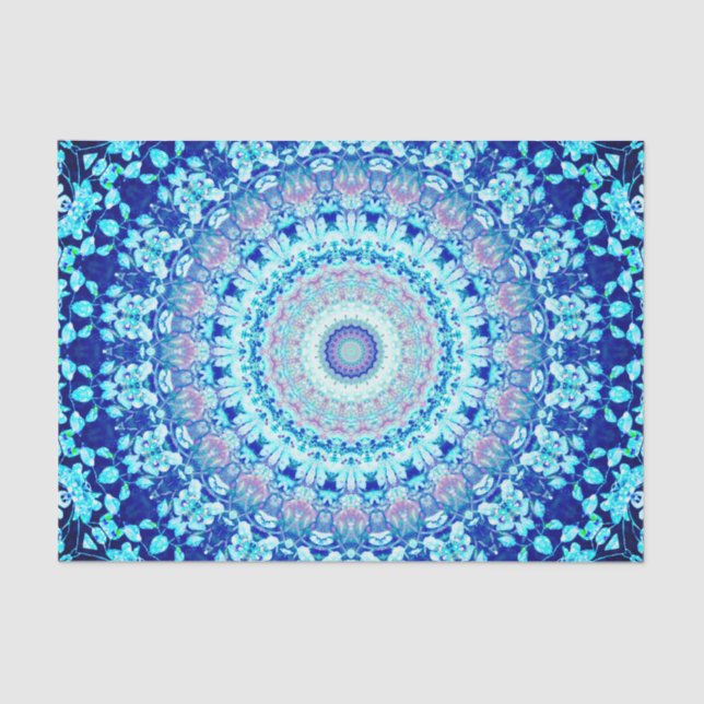 Papel De Seda Crystal Blue Shiny Mandala (Frente )
