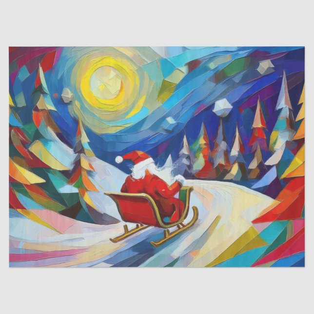 Papel De Seda Cubismo Papai Noel Feriado de Natal  (Frente )
