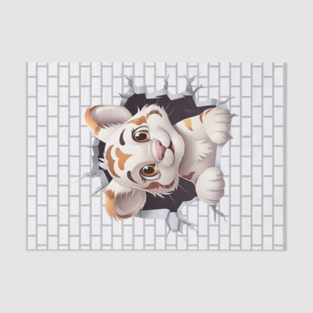 Papel De Seda Cubo de Tigre Bonito Fazendo Descamação (Frente )