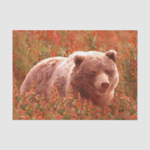 Papel De Seda Cubo de Urso Grizzly em Arte de Vida Selvagem de P