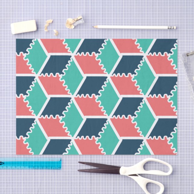 Papel De Seda Cubo Geométrico na moda Moderno (Arte )