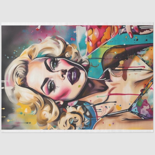 Papel De Seda Cuecas Cocktail - Decoupage Cosmo Watercolor (Frente )