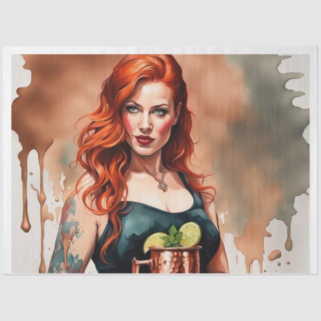 Papel De Seda Cuecas Cocktail - Documento de Decoupage Mule de M (Frente )