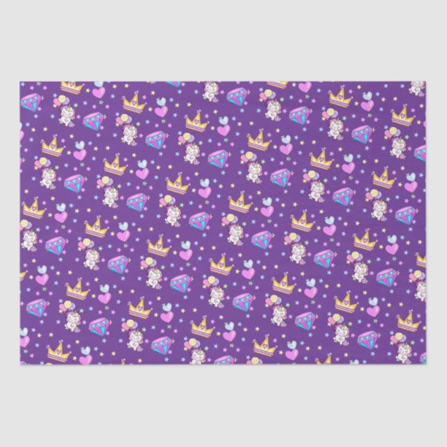 Papel De Seda Cujo unicórnio arco-íris é aniversário de criança  (Frente )