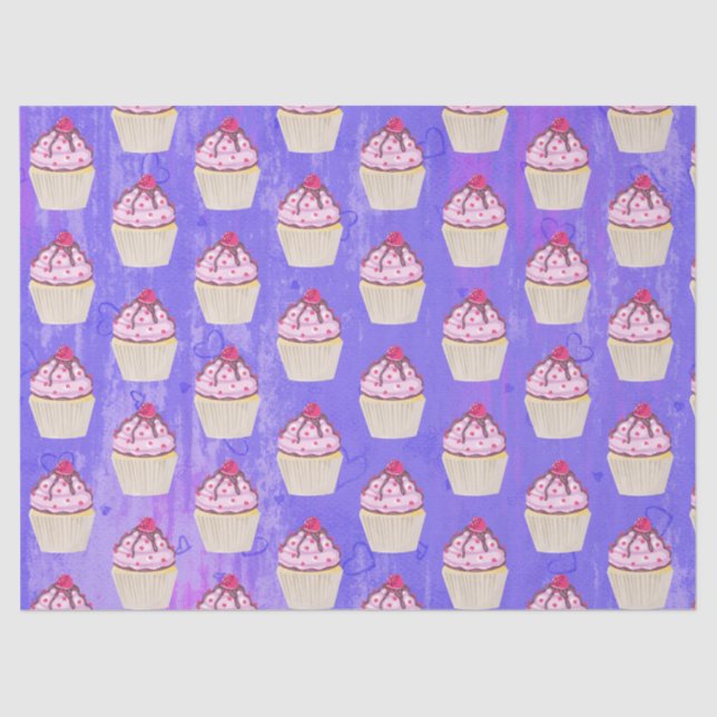 Papel De Seda Cupcake doce com framboesa no topo (Frente )