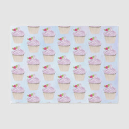 Papel De Seda Cupcake rosa delicioso Berry no topo