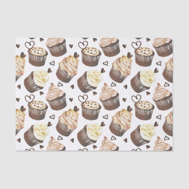 Papel De Seda Cupcakes de aquarela (Frente )