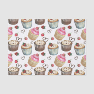 Papel De Seda cupcakes de aquarela