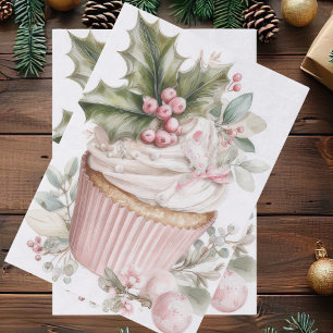 Papel De Seda Cupcakes de Natal com Estilo Festivo e Vintage