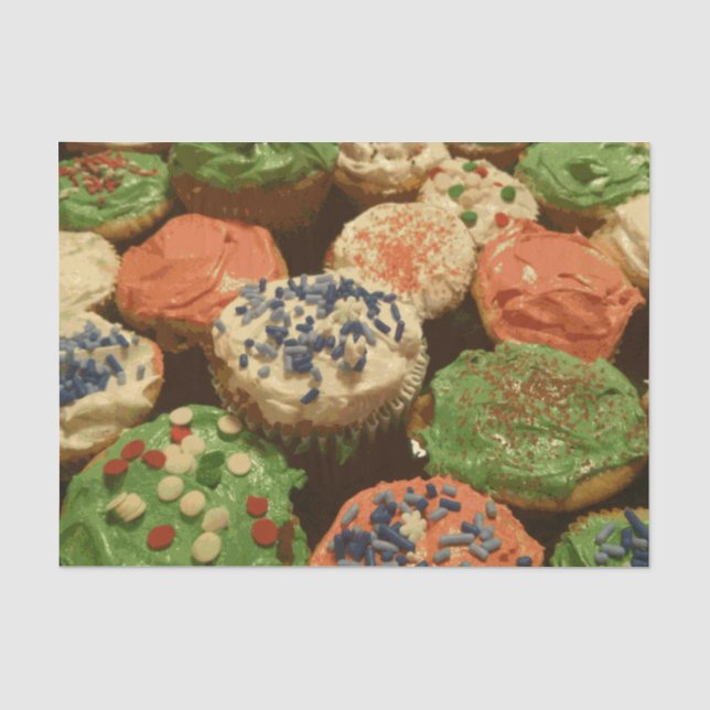 Papel De Seda Cupcakes de Natal com Sprinkles (Frente )