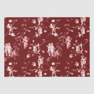 Papel De Seda Cupido Angels Vermelhos Florais Escuros
