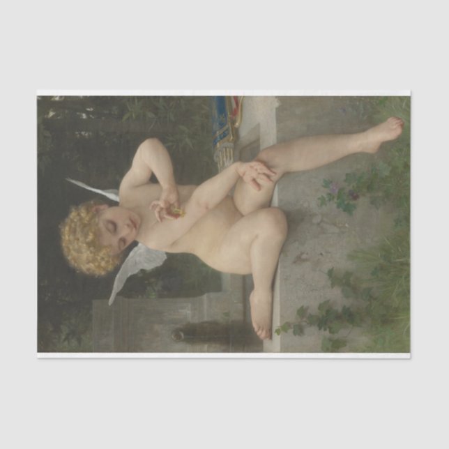 Papel De Seda Cupido com borboleta (por Bouguereau) (Frente )