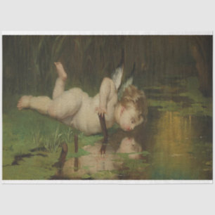 Papel De Seda Cupido Olhando Para A Pintura De Óleo De Água Do R