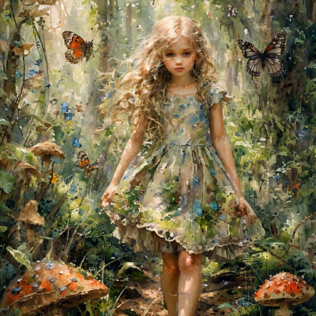 Papel De Seda Curiosa garotinha em cena Whimsical (Criador carregado)