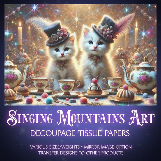 Papel De Seda Curioso Kittens Fantasia - Desligamento do Tea Par (Criador carregado)