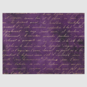 Papel De Seda Cursivo Dourado na Decoupage Roxo Profunda