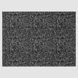 Papel De Seda Curvas de Rolagem Brancas em Preto