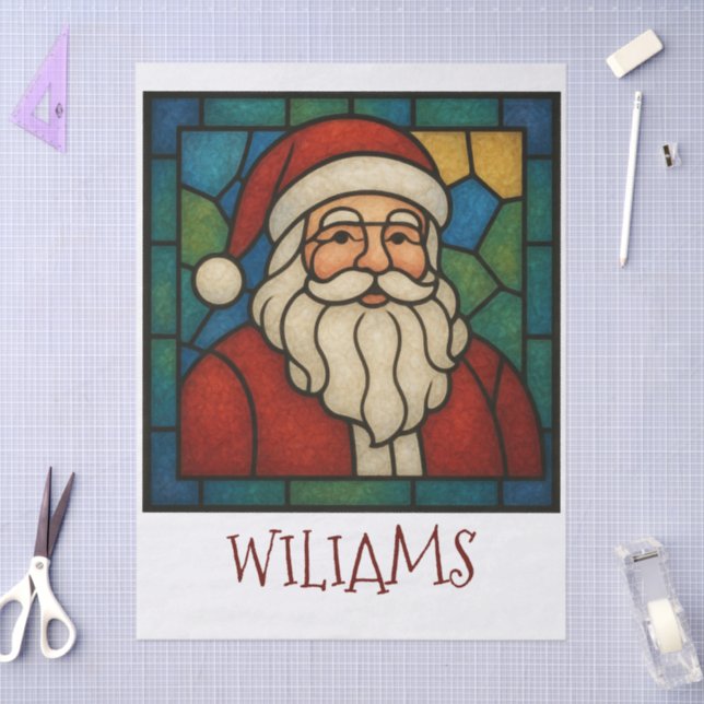 Papel De Seda Custom Christmas Santa Art Deco Stained Glass (Arte )