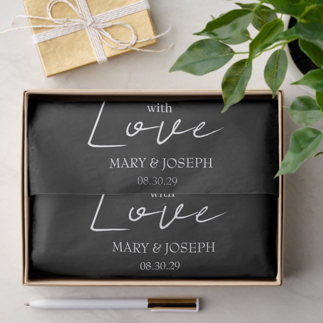 Papel De Seda Customizable 'With Love' Wedding Typography Favor (Presente)
