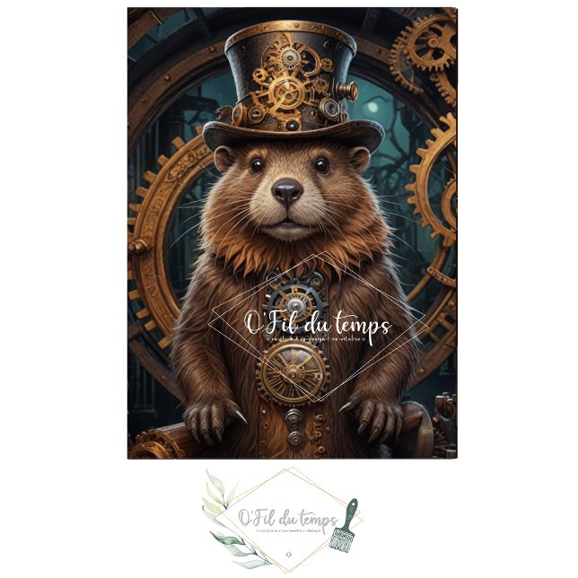 Papel De Seda Cute Beaver Steampunk with Hat  (Criador carregado)