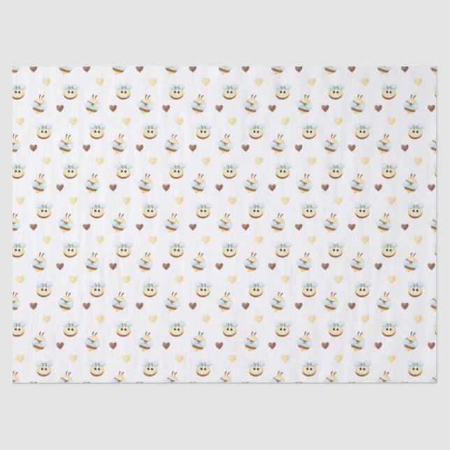 Papel De Seda Cute Bees & Hearts Gift Wrapping Paper (Frente )