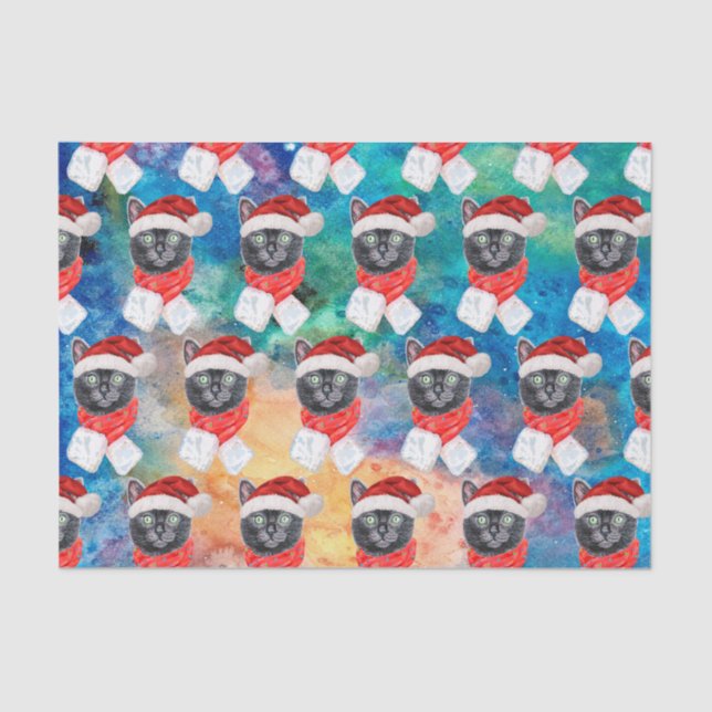 Papel De Seda Cute Black Cat Funny Christmas Holidays (Frente )