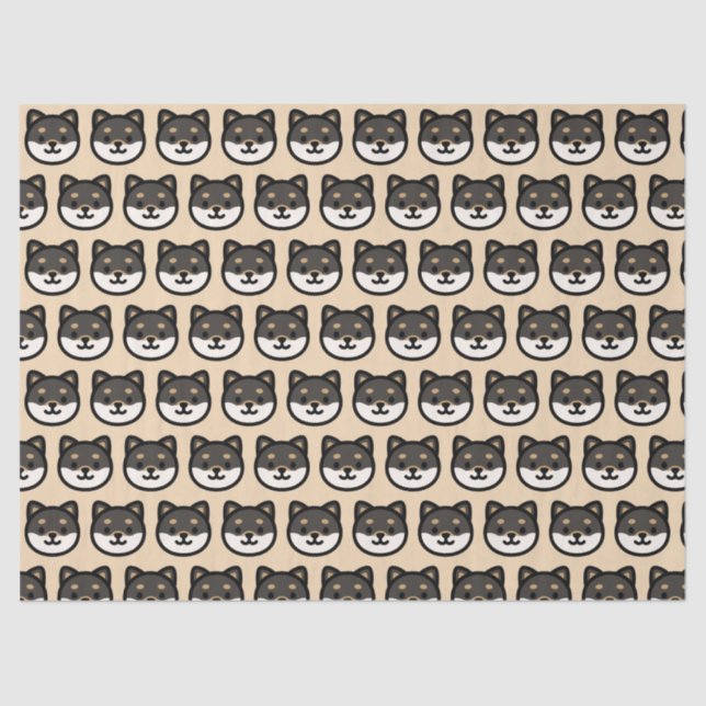 Papel De Seda Cute black Shiba Inu Dog Face (Frente )