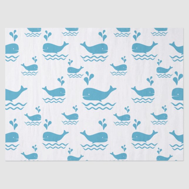 Papel De Seda Cute Blue Whale Seamless Ocean Pattern (1) (Frente )