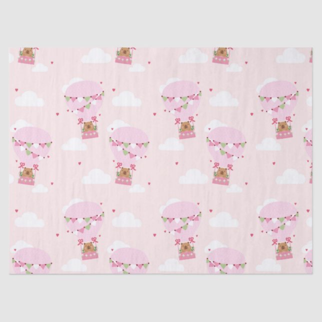Papel De Seda Cute Capybara Hot Air Balloon Baby Shower (Frente )