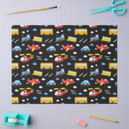 Papel De Seda Cute Cartoon Vehicles Pattern