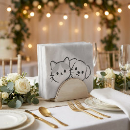 Papel De Seda Cute Cat and Dog Friends Rustic